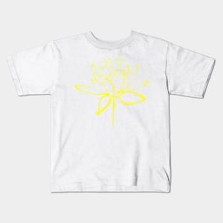 Yellow Lotus Calligraphy Kids T-Shirt